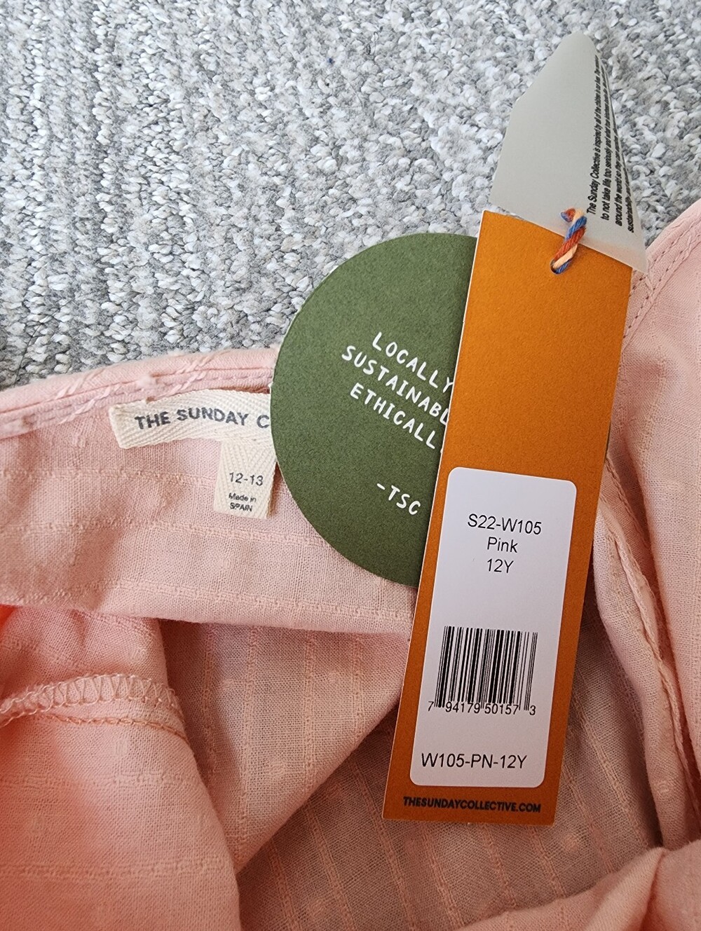 The Sunday Collective Pink Swiss Dot Flutter Sleeve Blouse NWT 12Y - Picture 8 of 8